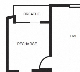 one bedroom floor plan l 777 Broadway Apartments in Oakland
